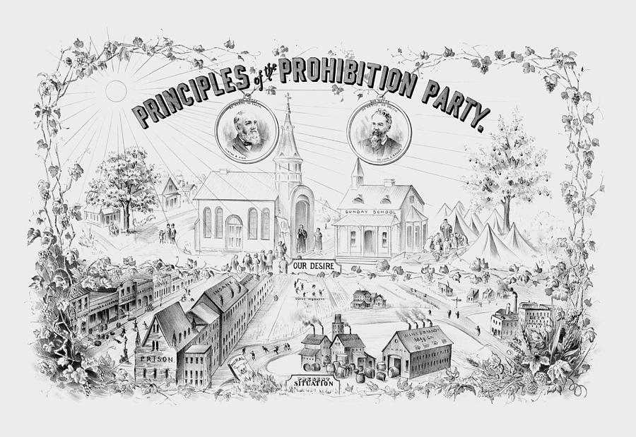 Principles Of The Prohibition Party - Anti Alcohol Print Circa 1888 Drawing by War Is Hell Store