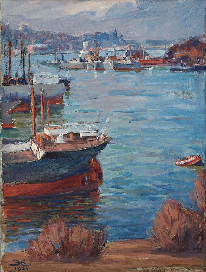 Prins Eugen Sweden, 1865-1947 Harbour scene Painting by Arpina Shop
