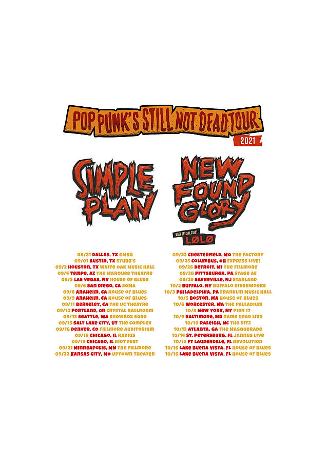Print Art Simple Plan New Found Glory Pop Still Not Dead Tour Dates 2021 Gk88 Digital Art by Genta Kun Setiawan - Fine Art America