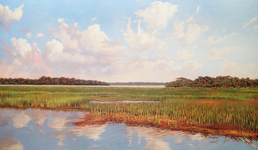 Landscape Painting - PRINT Salt Marsh Tide by Michael Story