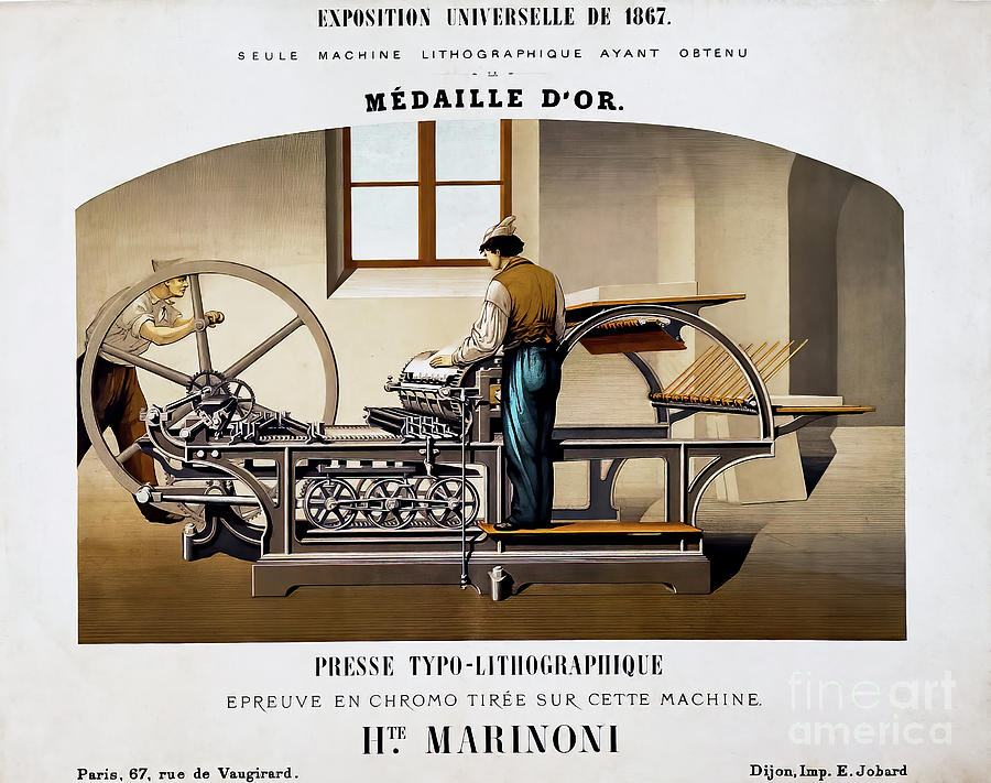 Printing Press Poster Paris 1867 Drawing by M G Whittingham