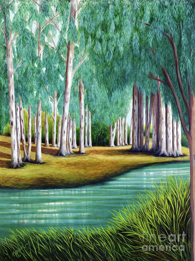 Beside Still Waters -prints of oil painting Painting by Mary Grden
