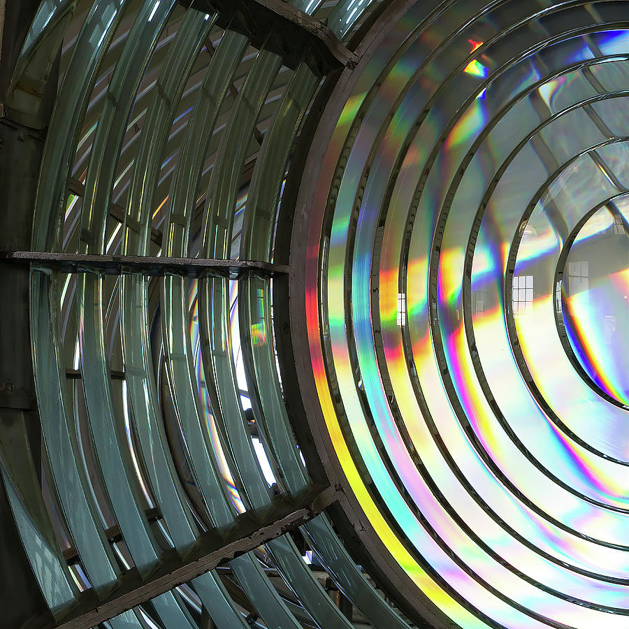 Prismatic Fresnel Lens Rainbows Sliced Vertically Photograph by Kathleen Bishop