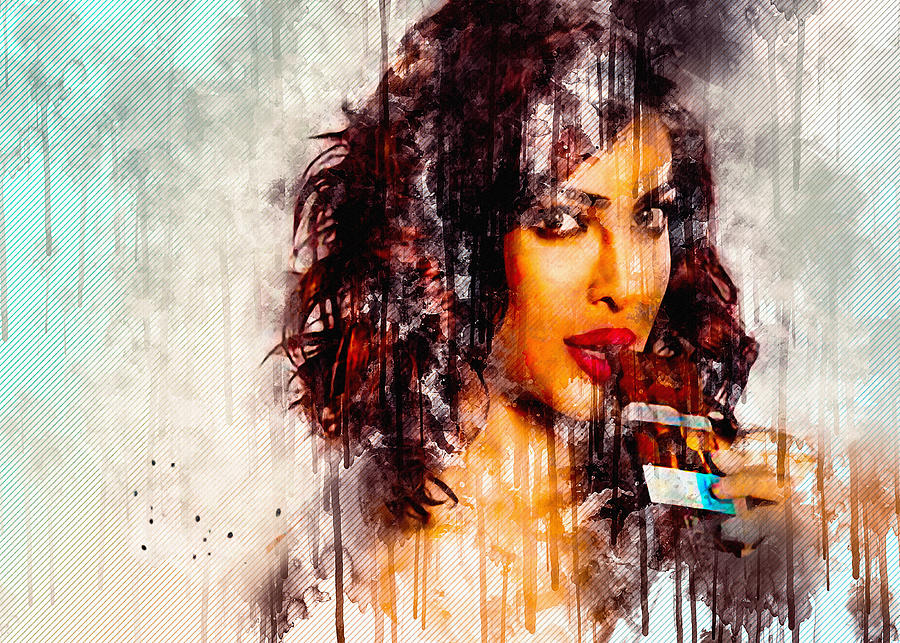 Priyanka Chopra Brunette Indian Actress Digital Art By Sissy Angelastro 