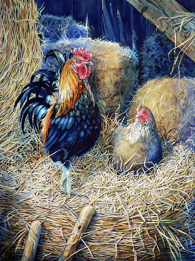 Prized Rooster Painting by Hanne Lore Koehler