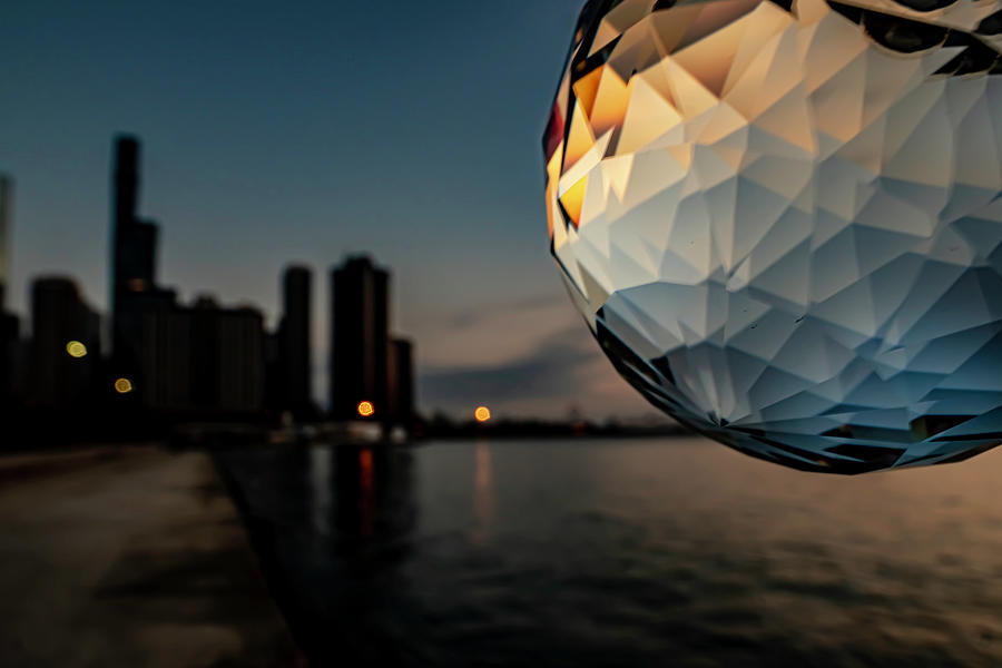 Prizm ball by Chicagos lakeshore front Photograph by Sven Brogren