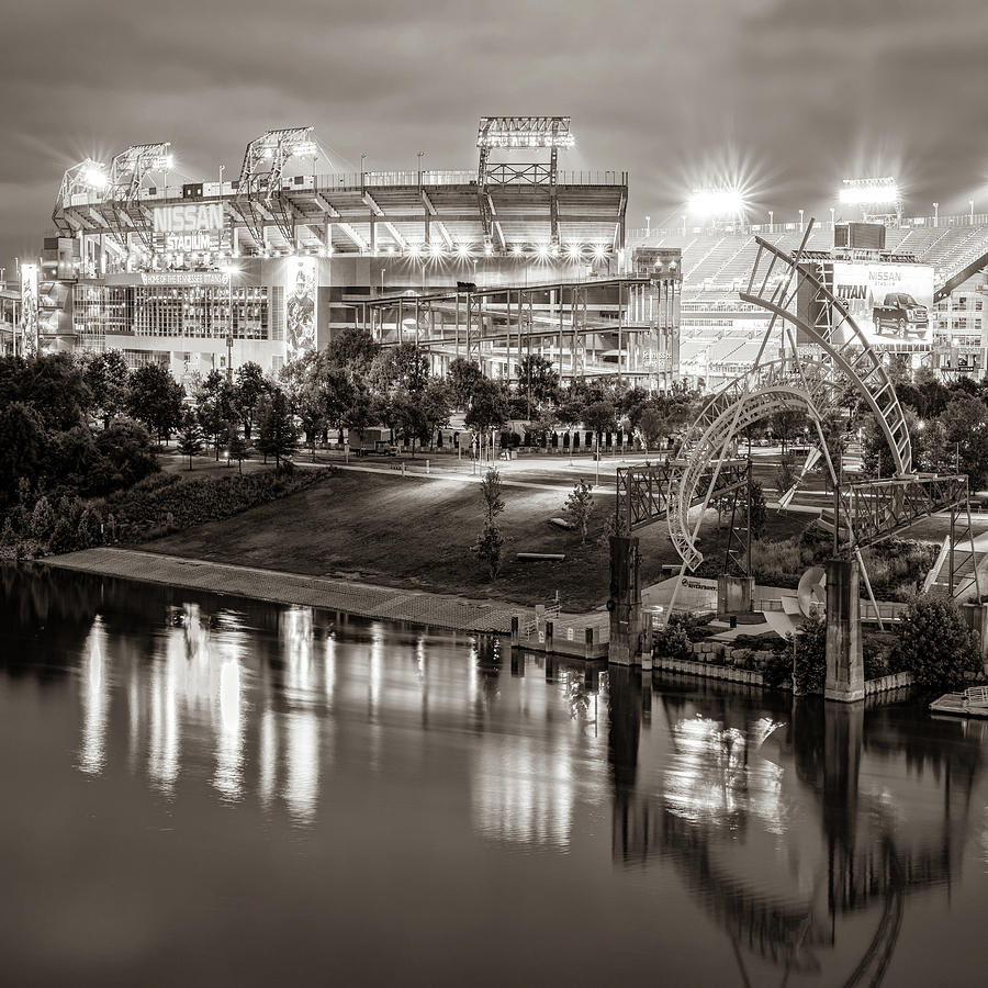 Tennessee Titans Photograph - Pro Football Stadium Reflections - Nashville Tennessee Sepia 1x1 by Gregory Ballos