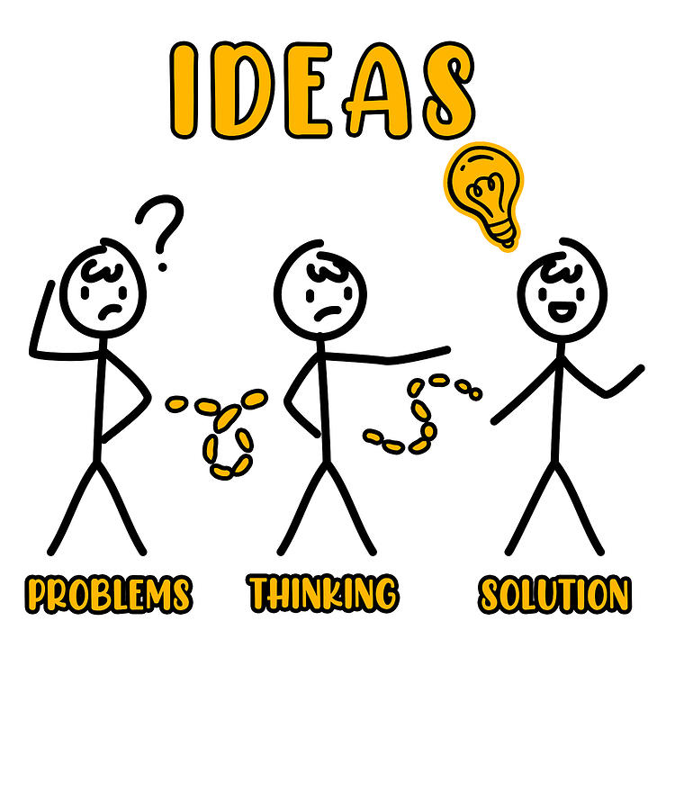 Problem Thinking Stick Figure Solution Thinker Digital Art by Toms Tee ...