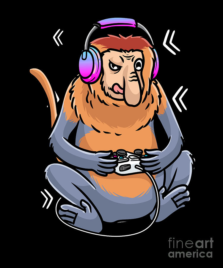 Proboscis Monkey Video Game Gaming Gamer Digital Art by ZimStarUS