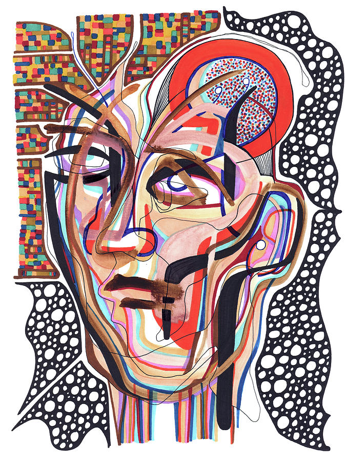 Processing Information - Non-Euclidean Head Study Painting by Robert ...