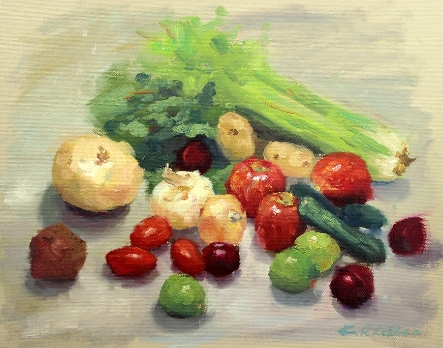 Produce Box - August 23 Painting by Keiko Richter