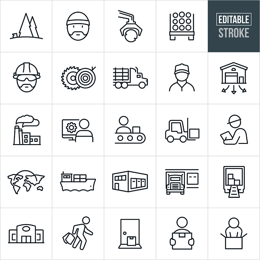 Product Supply Chain Thin Line Icons - Editable Stroke Drawing by Appleuzr