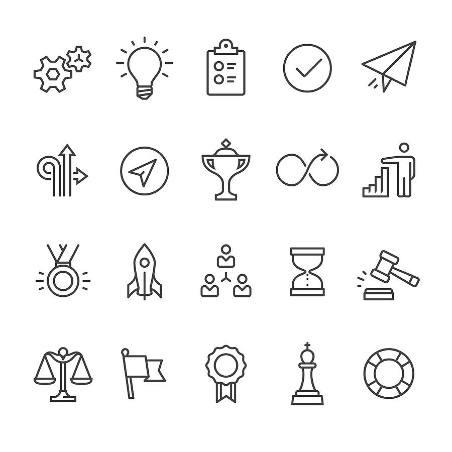 Productivity outline vector icons Drawing by Lushik