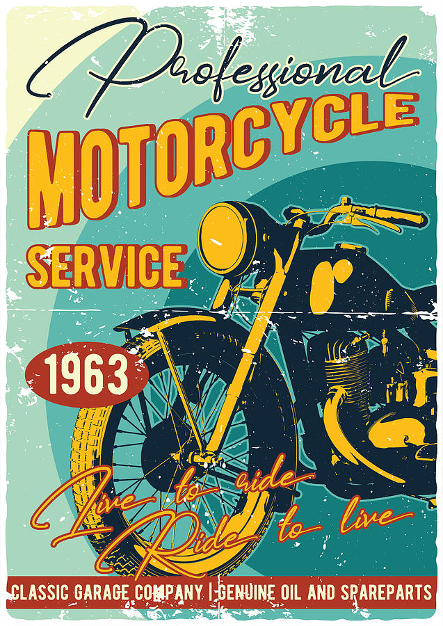 Vintage Digital Art - Professional Motorcycle Service by Long Shot