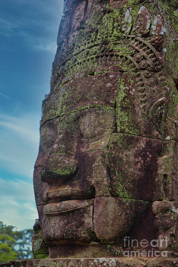 Profile Angkor Tom Stone Face Cambodia Up Close  Photograph by Chuck Kuhn