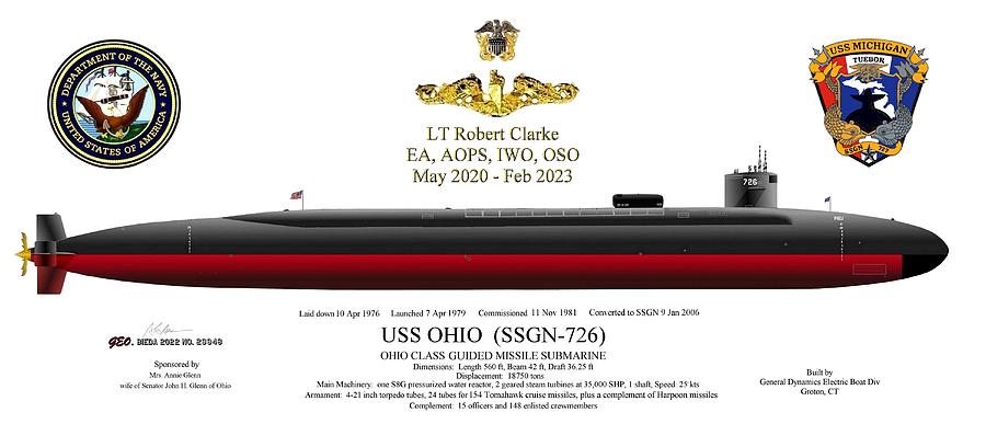Profile data print of USS Ohio SSGN 726 Digital Art by George Bieda