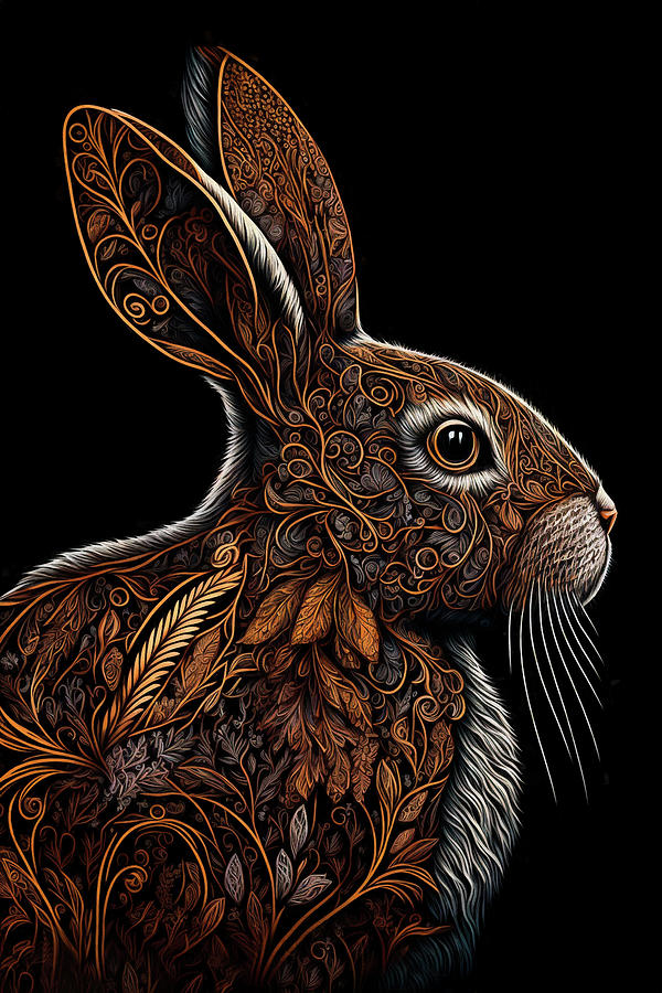 Profile of a Hare Digital Art by Peggy Collins