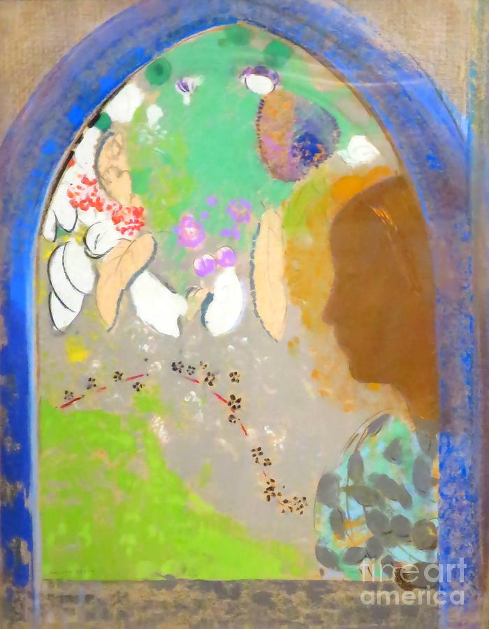 Profile of a Woman in the Window Painting by Odilon Redon