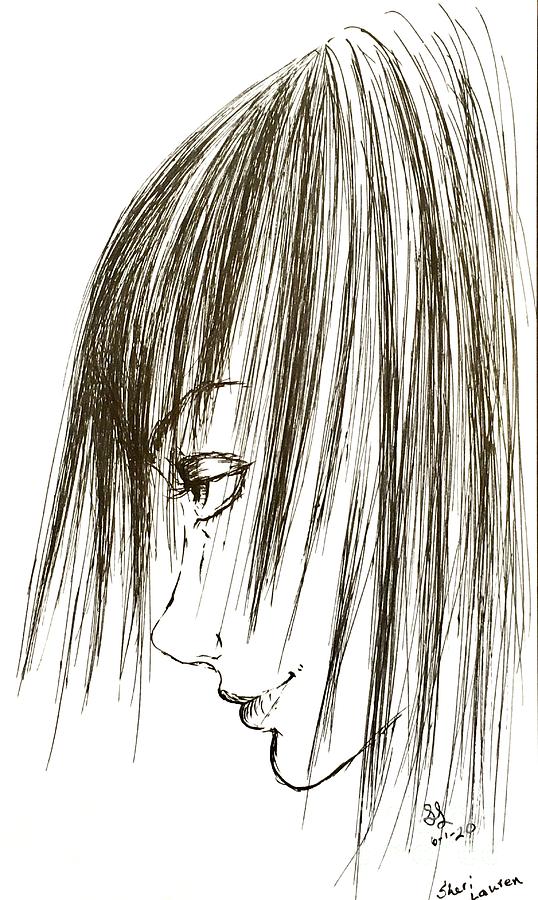 Profile of Emo Girl Drawing by Sheri Lauren