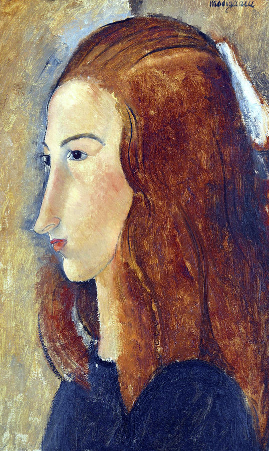 Profile of Jeanne Hebuterne Painting by Amedeo Modigliani - Fine Art ...