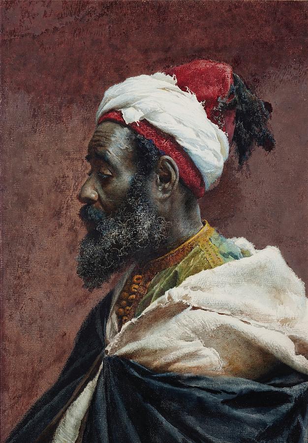 Profile of Moroccan Man is an Orientalist watercolor painting created by Jose Tapiro y Baro in 1876. Painting by Artistic Rifki