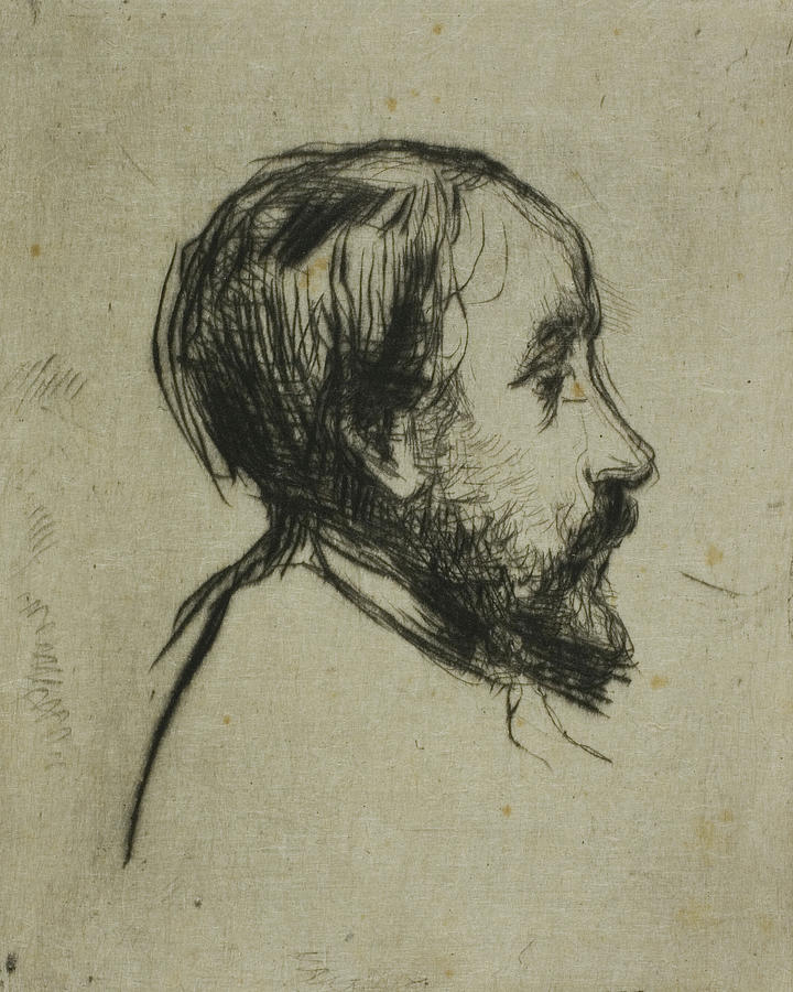 Profile Portrait of Degas Drawing by Marcellin Gilbert Desboutin