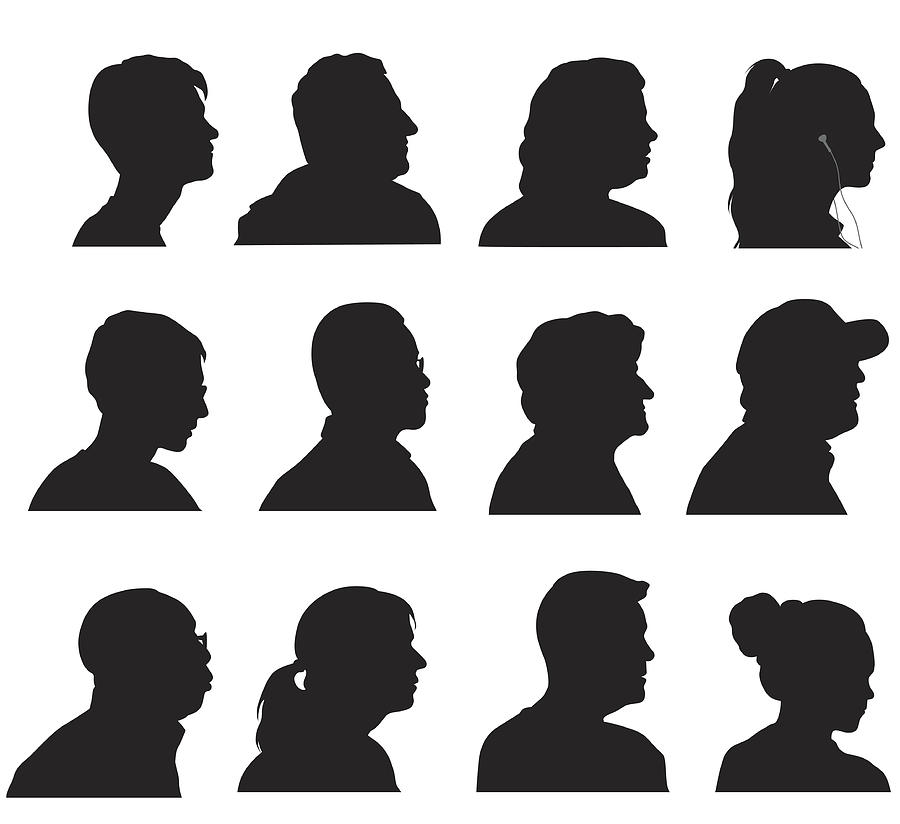 Profile Silhouette Heads Drawing by A-Digit