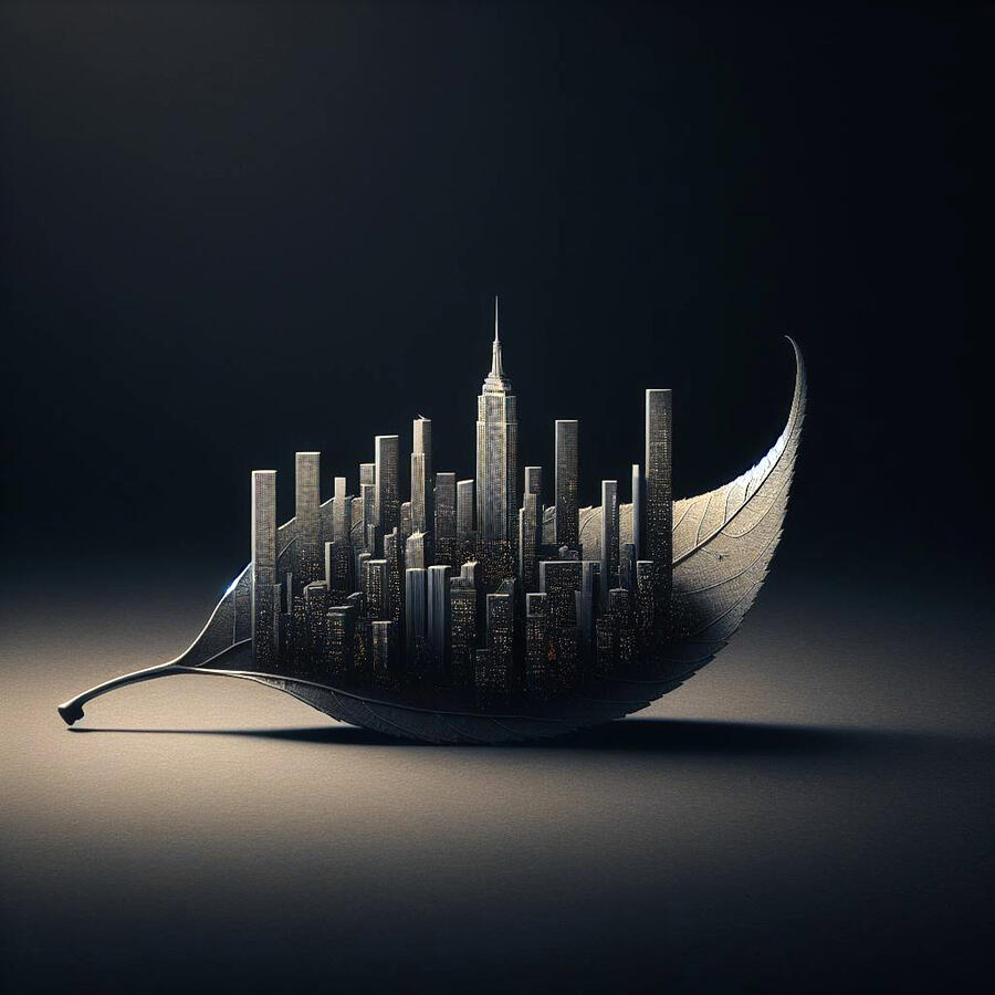 Progress - Citys Last Leaf Digital Art by Ronald Mills