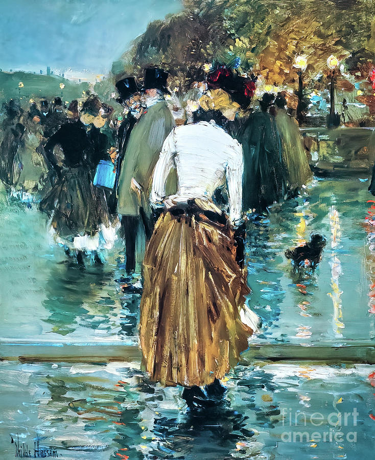 Promenade at Sunset, Paris by Childe Hassam 1889 Painting by Childe Hassam