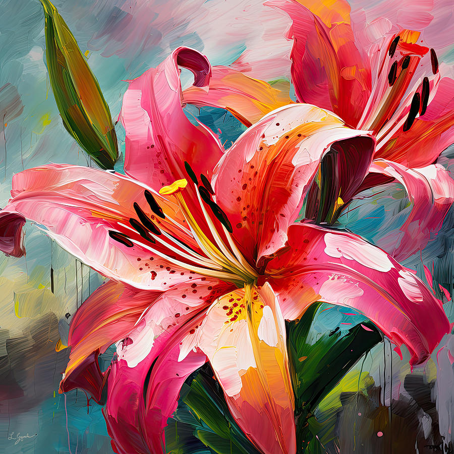 Promise Of Spring - Asiatic Lilies Art  Painting by Lourry Legarde