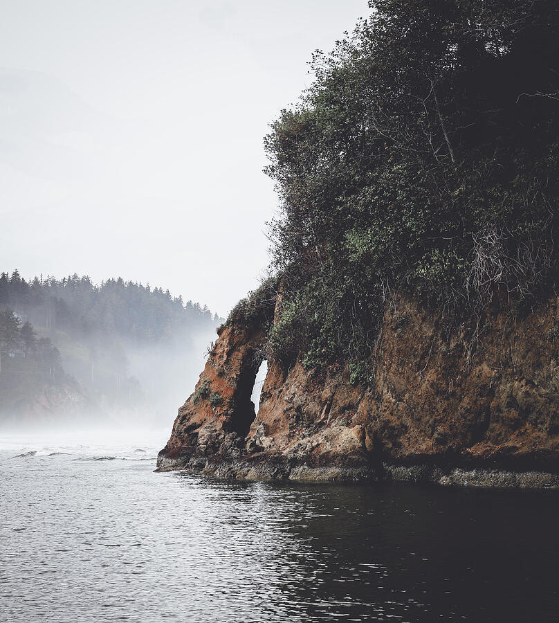 Ocean Cliff with Natural Arch Photograph - Proposal Rock Moody Oregon Coast by Dan Sproul