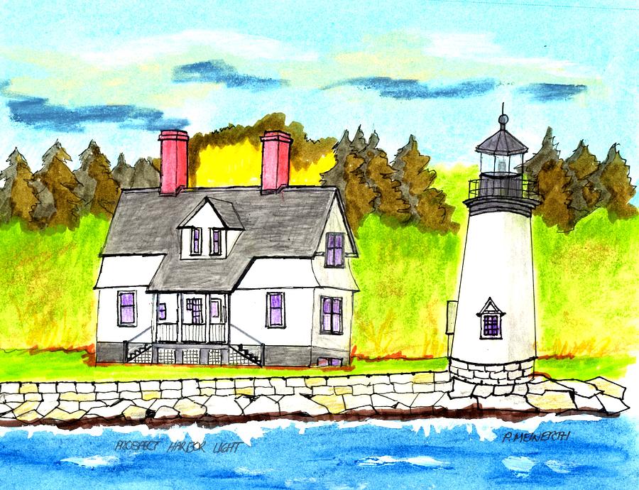 Prospect Harbor Light Drawing by Paul Meinerth - Fine Art America