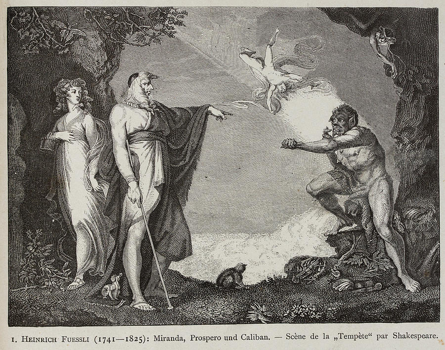 Prospero, Miranda, Caliban engraved by Heinrich Fuessli Drawing by ...