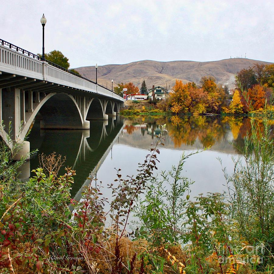 Prosser Bridge in Autumn Square Photograph by Carol Groenen