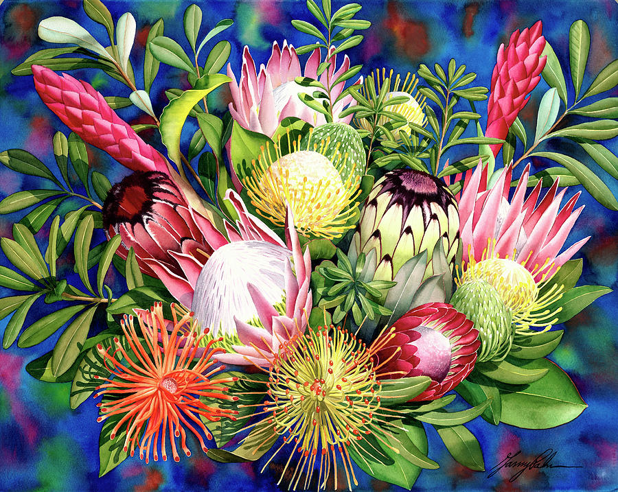 Hawaii Painting - Protea Bounty by Garry Palm