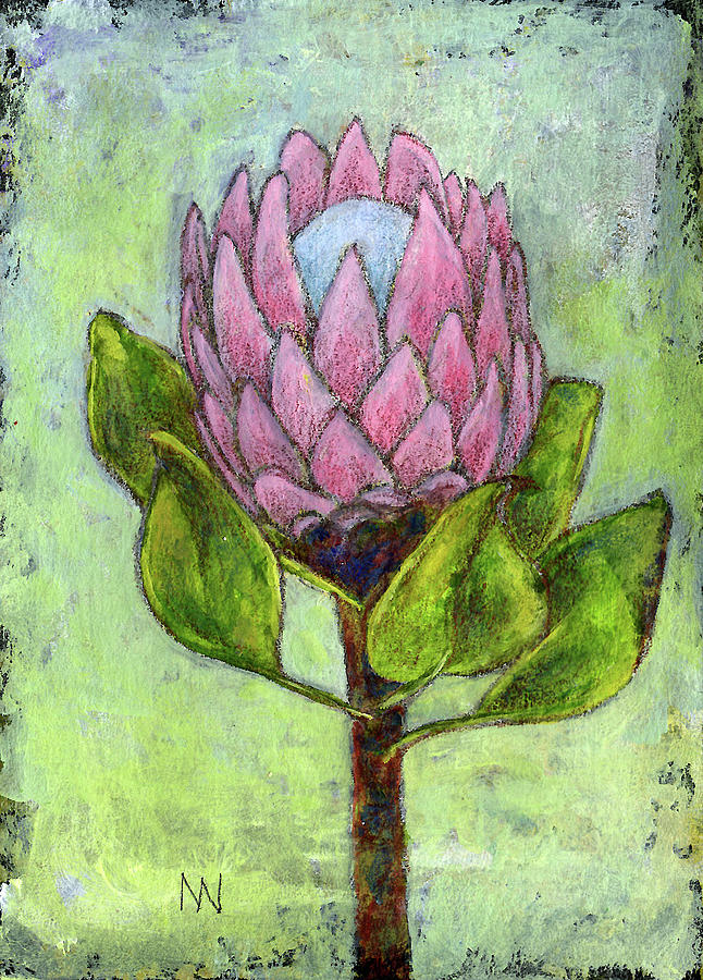 Protea Flower Mixed Media by AnneMarie Welsh