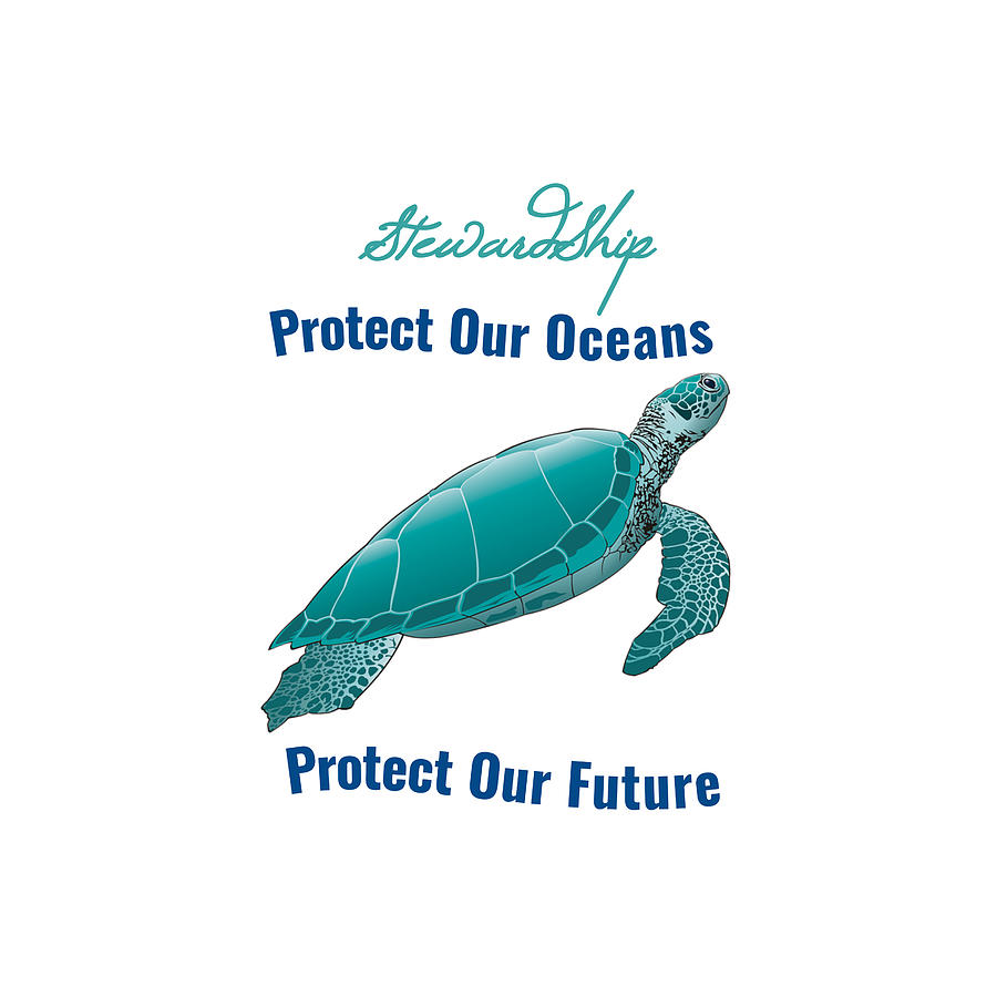 Beach Digital Art - Protect our Oceans by Stewardship