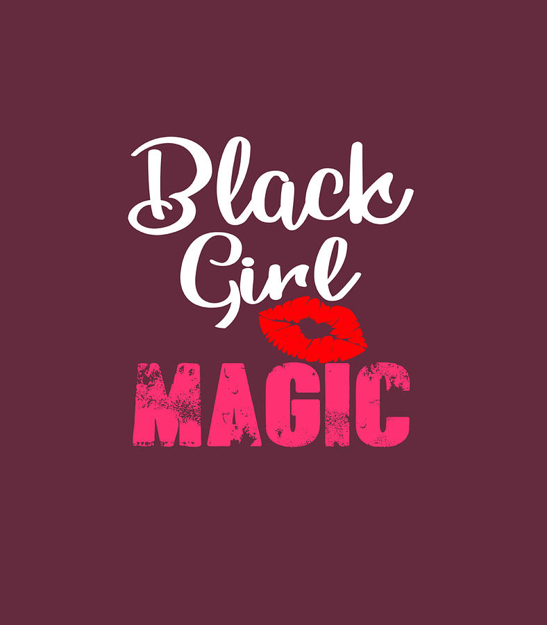 Proud African American Black Girl Magic Red Lips Graphic Digital Art by ...