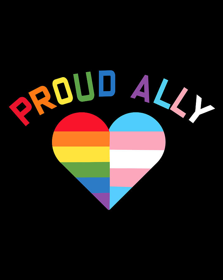 Proud Ally Lgbt Lesbian Gay Bisexual Trans Pan Hart Flag Digital Art By Naomi Carter