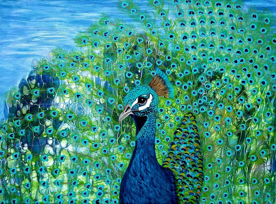Proud As A Peacock  Painting by Sue Goldberg