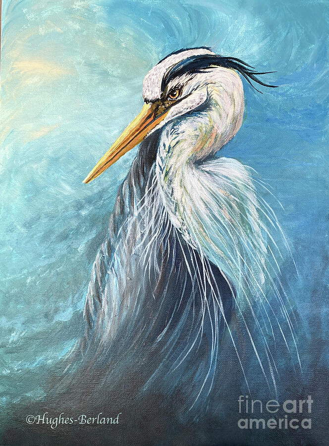 Proud Blue Heron Painting by Melinda Hughes-Berland Proud Blue Heron Painting by Melinda Hughes-Berland