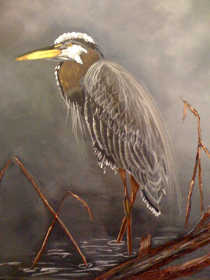 Proud Heron Painting by Ruben Carrillo