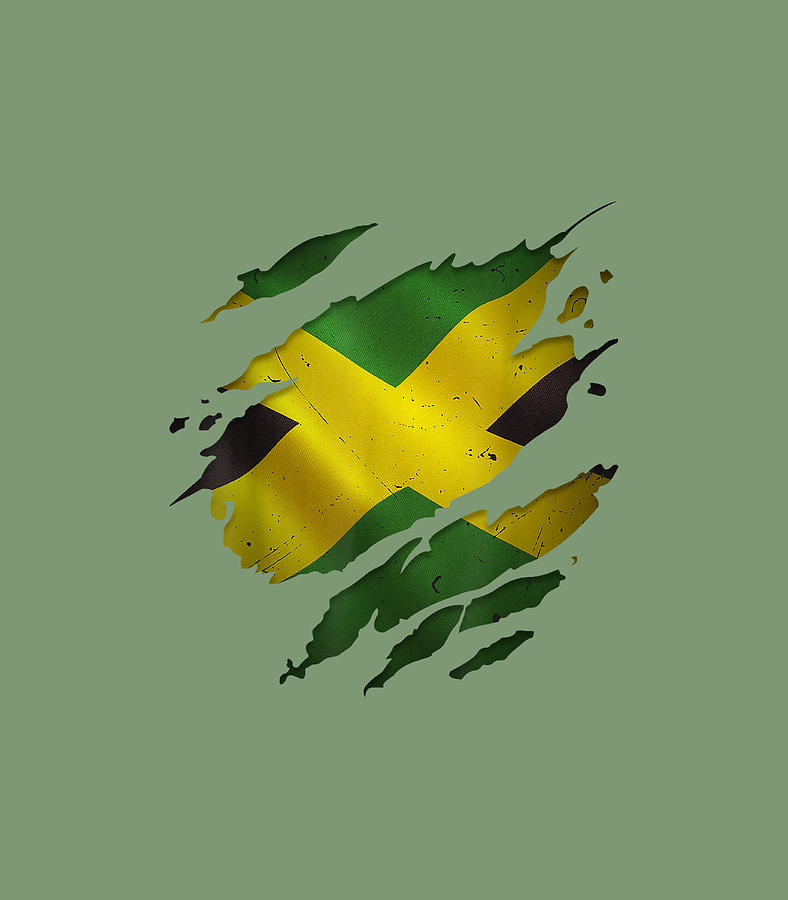 Proud Jamaican Fashion Torn Ripped Jamaica Flag Digital Art by Eythan ...