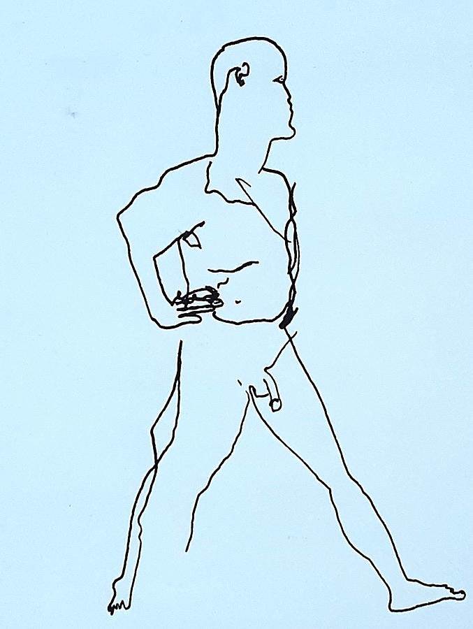 Figure Drawing - Proud man with little foot by Rebecca Rose