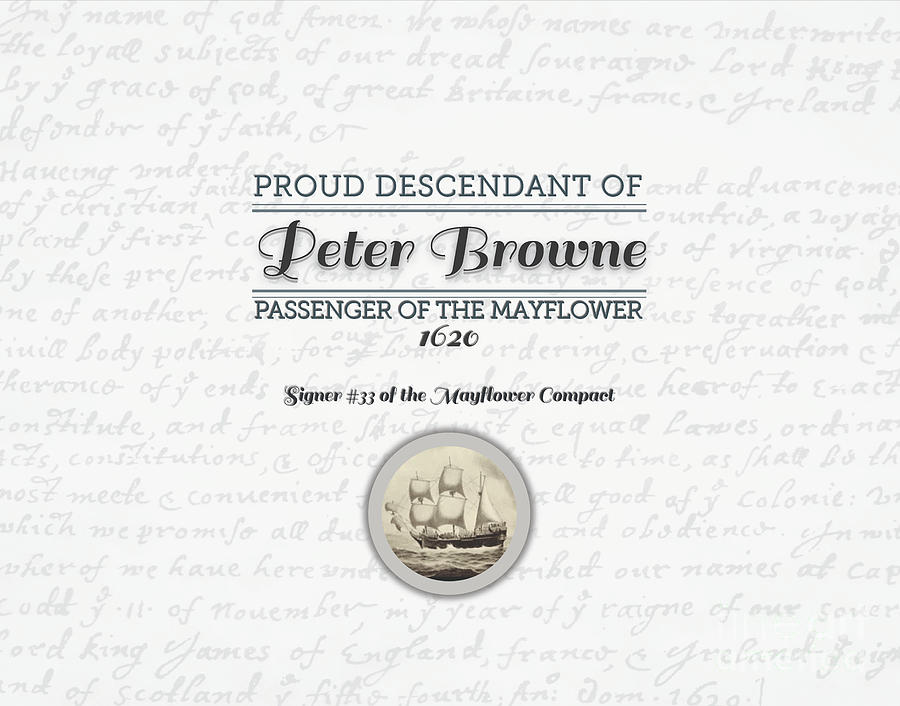 Sign Digital Art - Proud Mayflower Descendant - Peter Browne by MyGenealogyAddiction Sign Digital Art - Proud Mayflower Descendant - Peter Browne by MyGenealogyAddiction