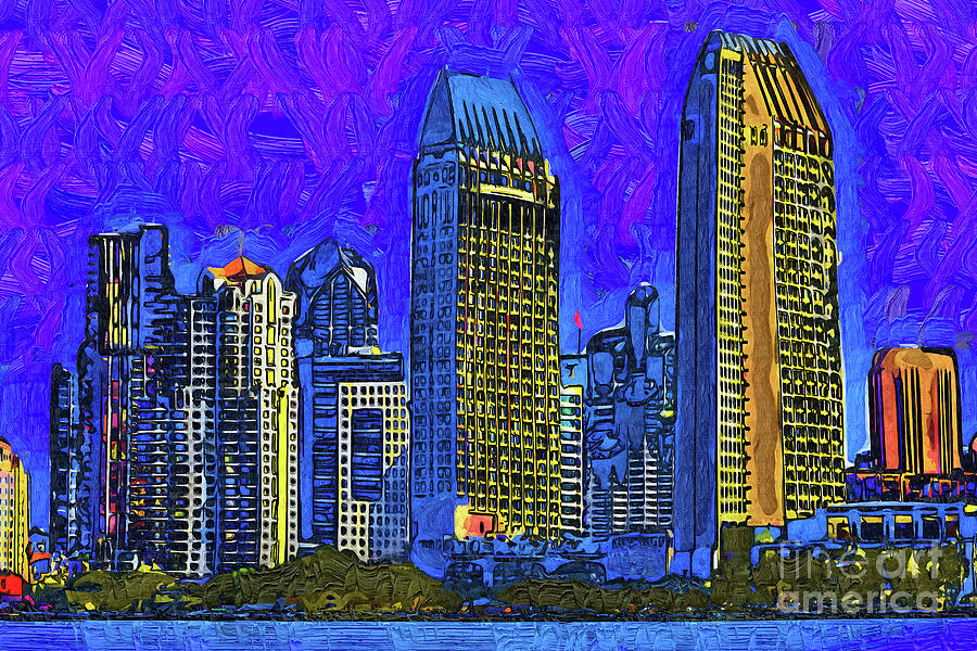 San Diego In Abstract Painting by Kirt Tisdale
