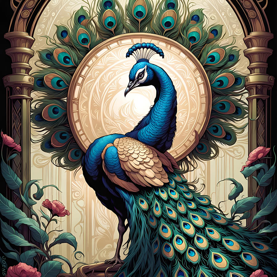 Pattern Digital Art - Proud Peacock 12DEC23 by Greg Joens Pattern Digital Art - Proud Peacock 12DEC23 by Greg Joens