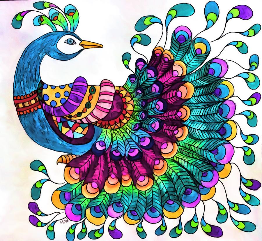 Proud Peacock 2 Mixed Media by Megan Walsh - Fine Art America
