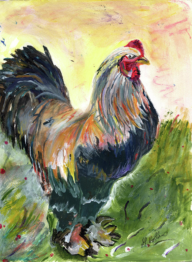 Proud Rooster Painting by Genevieve Holland