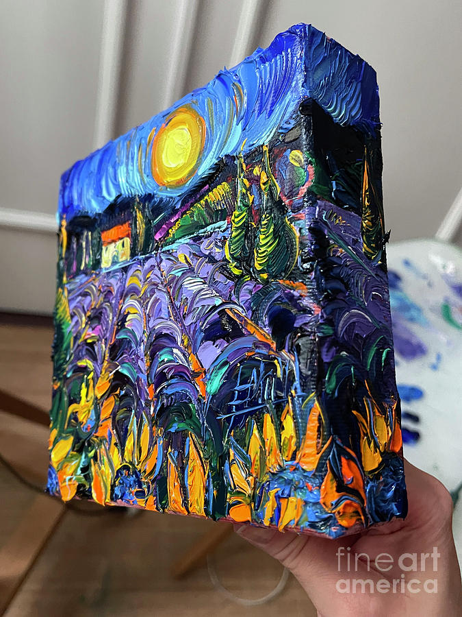 Provence Evening - 3D canvas painted edges right Painting by Mona Edulesco